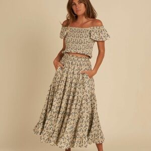 Rylee + Cru Blue Ditsy women’s Zayla top